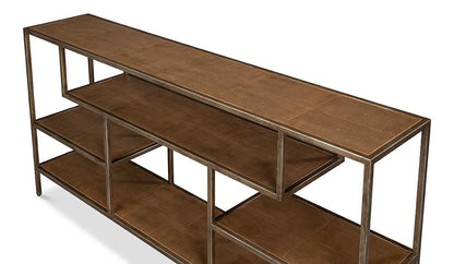 Sarreid Ltd - Cullum Shagreen Console, Tawny Brown - 54254-35 veiw 4