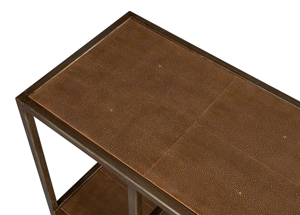 Sarreid Ltd - Cullum Shagreen Console, Tawny Brown - 54254-35 veiw 5