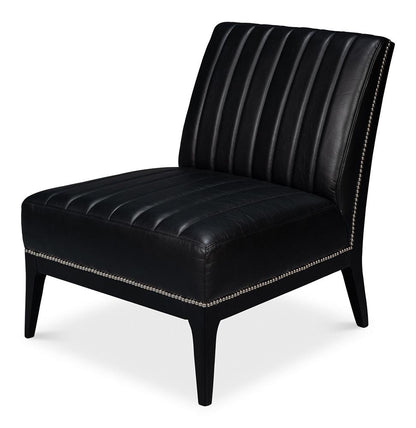Sarreid Ltd - Agave Slipper Chair,Distilled Lthr, Black - 54158 veiw 1