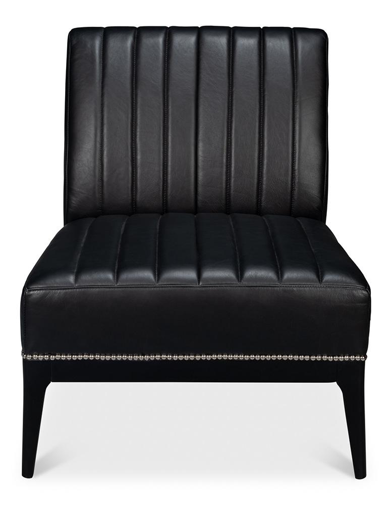 Sarreid Ltd - Agave Slipper Chair,Distilled Lthr, Black - 54158 veiw 2