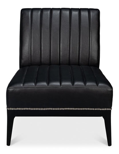Sarreid Ltd - Agave Slipper Chair,Distilled Lthr, Black - 54158 veiw 2