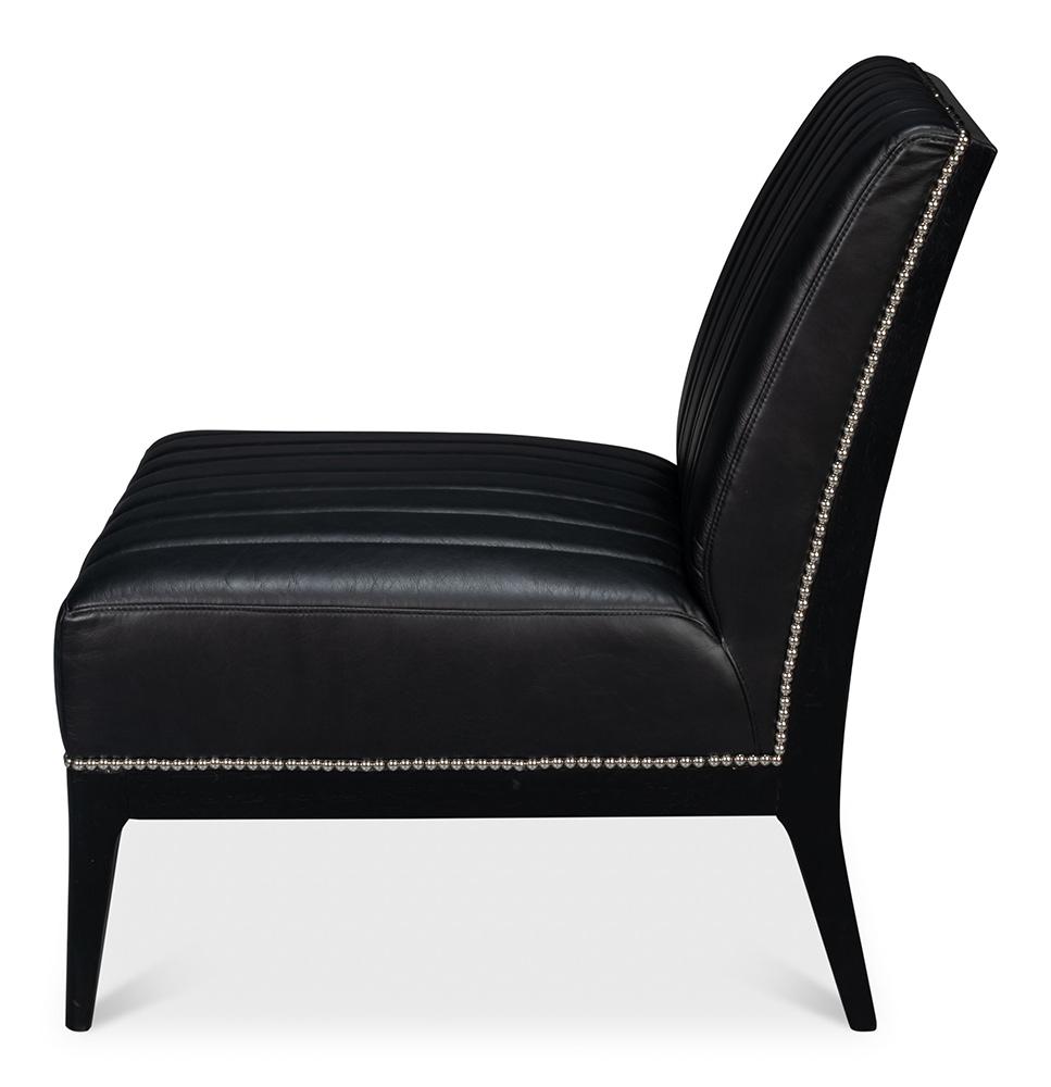 Sarreid Ltd - Agave Slipper Chair,Distilled Lthr, Black - 54158 veiw 3
