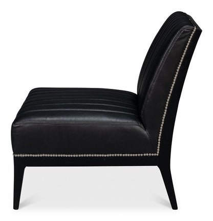 Sarreid Ltd - Agave Slipper Chair,Distilled Lthr, Black - 54158 veiw 3