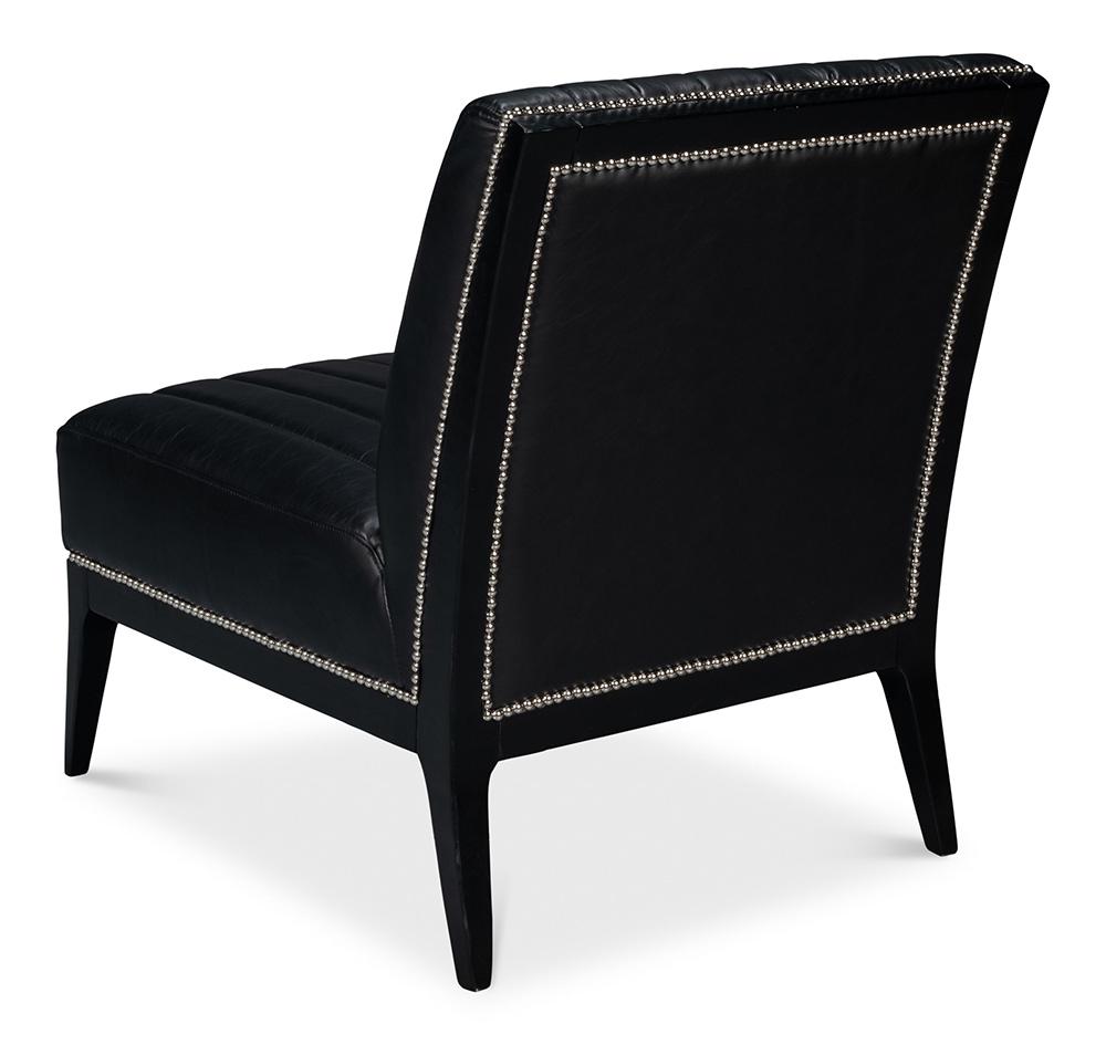 Sarreid Ltd - Agave Slipper Chair,Distilled Lthr, Black - 54158 veiw 5