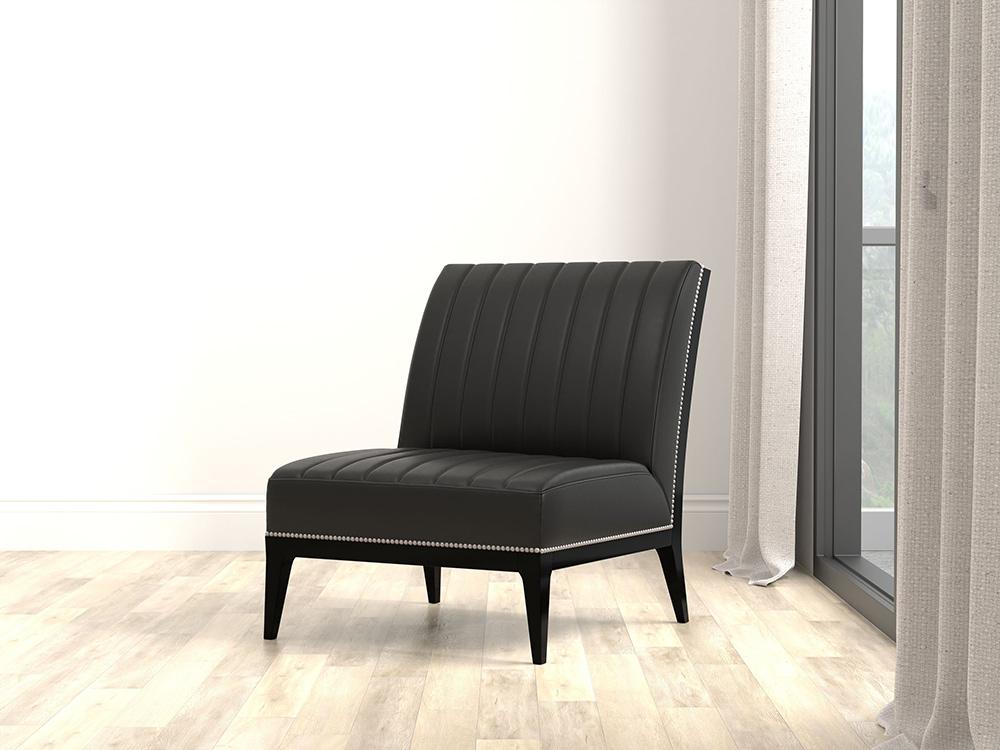 Sarreid Ltd - Agave Slipper Chair,Distilled Lthr, Black - 54158 veiw 7