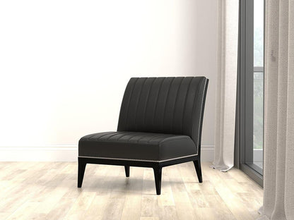 Sarreid Ltd - Agave Slipper Chair,Distilled Lthr, Black - 54158 veiw 7