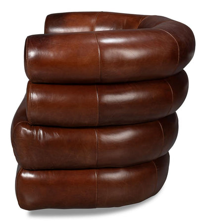 Sarreid Ltd - Rondo Leather Swivel Chair,Brown - 54068 veiw 3