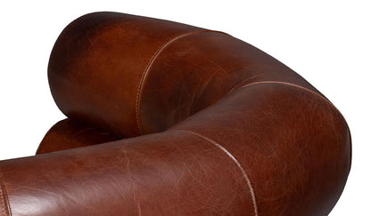 Sarreid Ltd - Rondo Leather Swivel Chair,Brown - 54068 veiw 9
