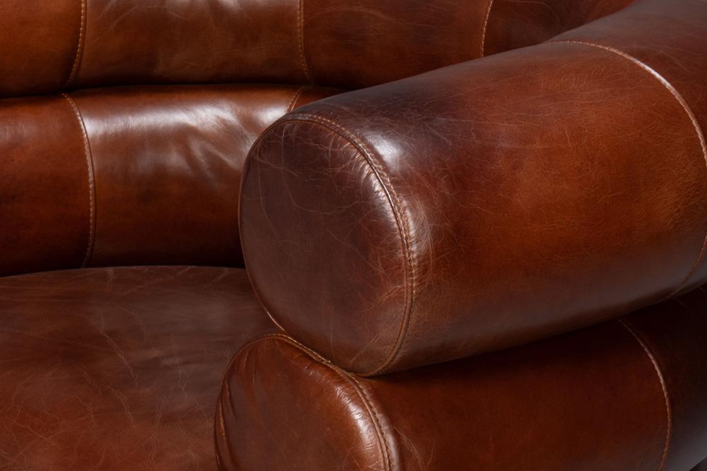Sarreid Ltd - Rondo Leather Swivel Chair,Brown - 54068 veiw 11