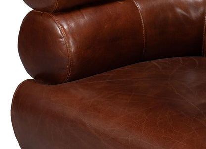 Sarreid Ltd - Rondo Leather Swivel Chair,Brown - 54068 veiw 12