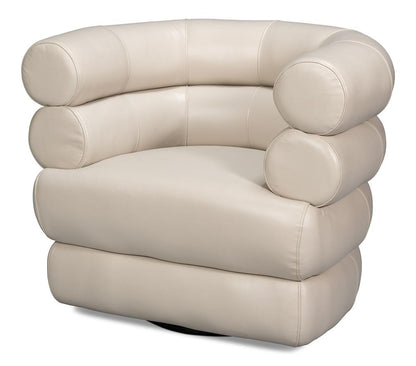 Sarreid Ltd - Rondo Leather Swivel Chair, White - 54067 veiw 1