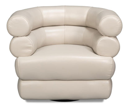 Sarreid Ltd - Rondo Leather Swivel Chair, White - 54067 veiw 2