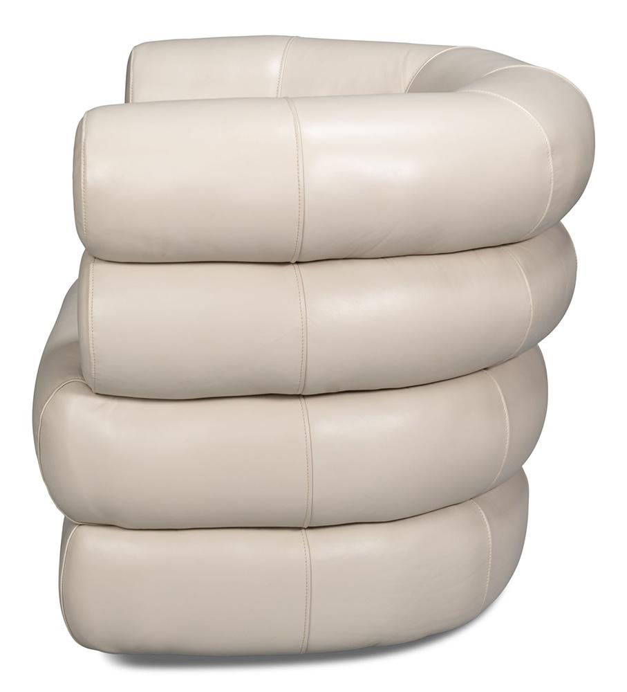 Sarreid Ltd - Rondo Leather Swivel Chair, White - 54067 veiw 3