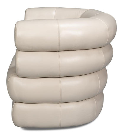 Sarreid Ltd - Rondo Leather Swivel Chair, White - 54067 veiw 3