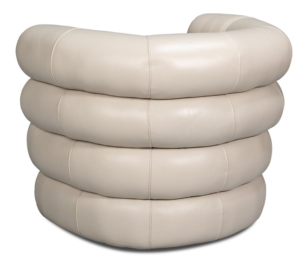 Sarreid Ltd - Rondo Leather Swivel Chair, White - 54067 veiw 5