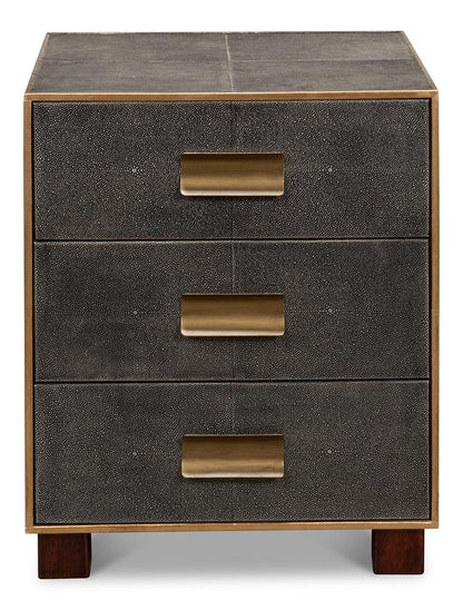 Sarreid Ltd - Gideon Shagreen 3 Drawer Side Table, Gry - 53554-1 veiw 2