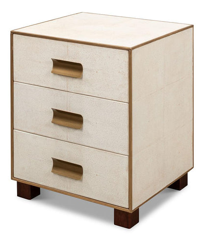 Sarreid Ltd - Shagreen 3 Drawer Side Table,Osprey Wht - 53554-4 veiw 1