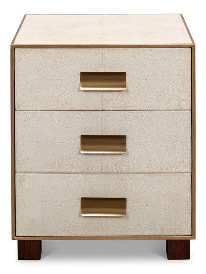 Sarreid Ltd - Shagreen 3 Drawer Side Table,Osprey Wht - 53554-4 veiw 2