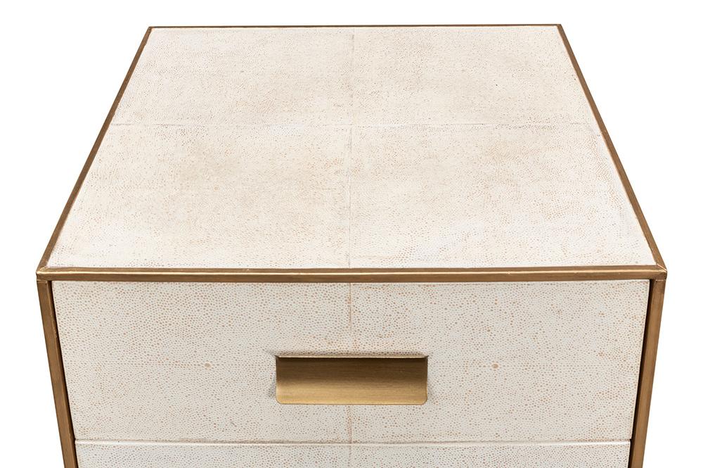 Sarreid Ltd - Shagreen 3 Drawer Side Table,Osprey Wht - 53554-4 veiw 4