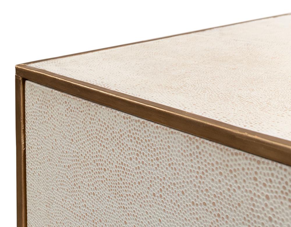 Sarreid Ltd - Shagreen 3 Drawer Side Table,Osprey Wht - 53554-4 veiw 5