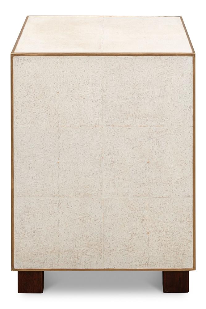 Sarreid Ltd - Shagreen 3 Drawer Side Table,Osprey Wht - 53554-4 veiw 8