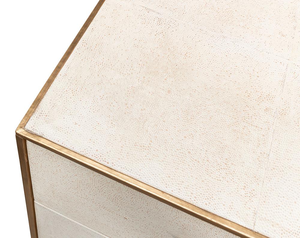 Sarreid Ltd - Shagreen 3 Drawer Side Table,Osprey Wht - 53554-4 veiw 11