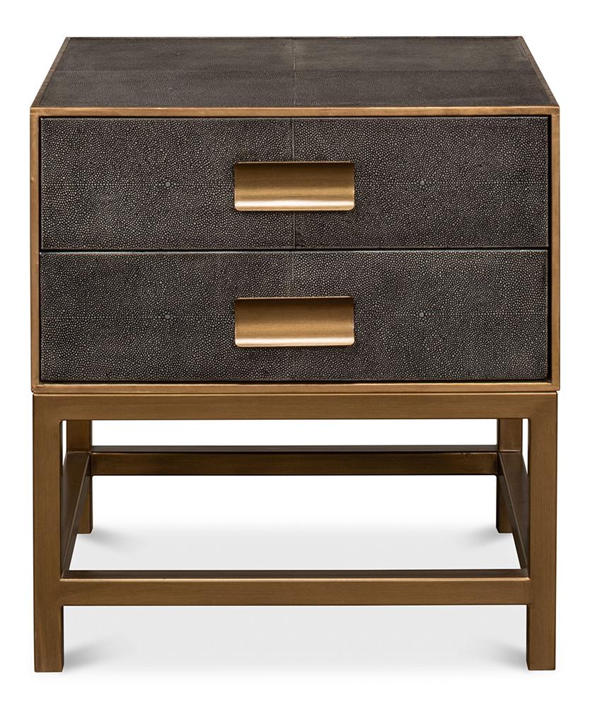 Sarreid Ltd - Gideon Shagreen Side Table, Antique Grey - 53551-1 veiw 2