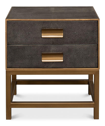 Sarreid Ltd - Gideon Shagreen Side Table, Antique Grey - 53551-1 veiw 2