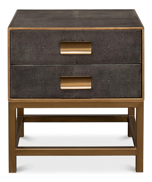 Sarreid Ltd - Gideon Shagreen Side Table, Antique Grey - 53551-1 veiw 2