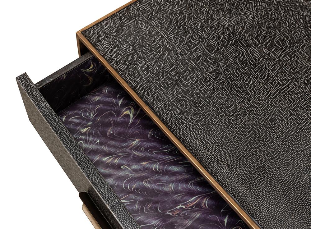 Sarreid Ltd - Gideon Shagreen Side Table, Antique Grey - 53551-1 veiw 9