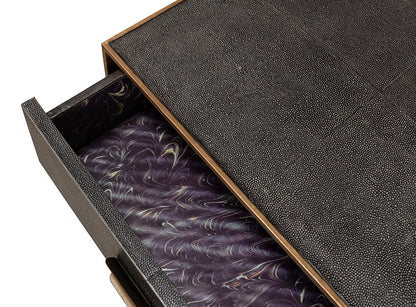 Sarreid Ltd - Gideon Shagreen Side Table, Antique Grey - 53551-1 veiw 9