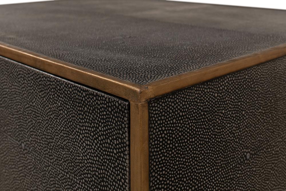 Sarreid Ltd - Gideon Shagreen Side Table, Antique Grey - 53551-1 veiw 10