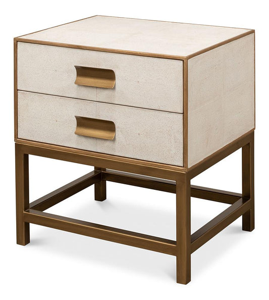 Sarreid Ltd - Gideon Shagreen Side Table, Osprey White - 53551-4 veiw 1