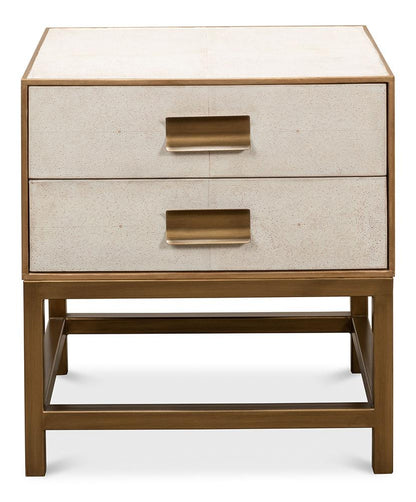 Sarreid Ltd - Gideon Shagreen Side Table, Osprey White - 53551-4 veiw 2