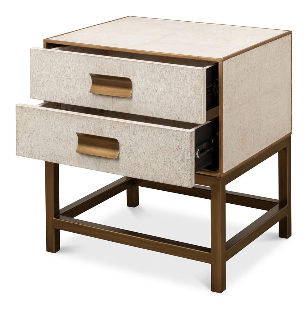Sarreid Ltd - Gideon Shagreen Side Table, Osprey White - 53551-4 veiw 3