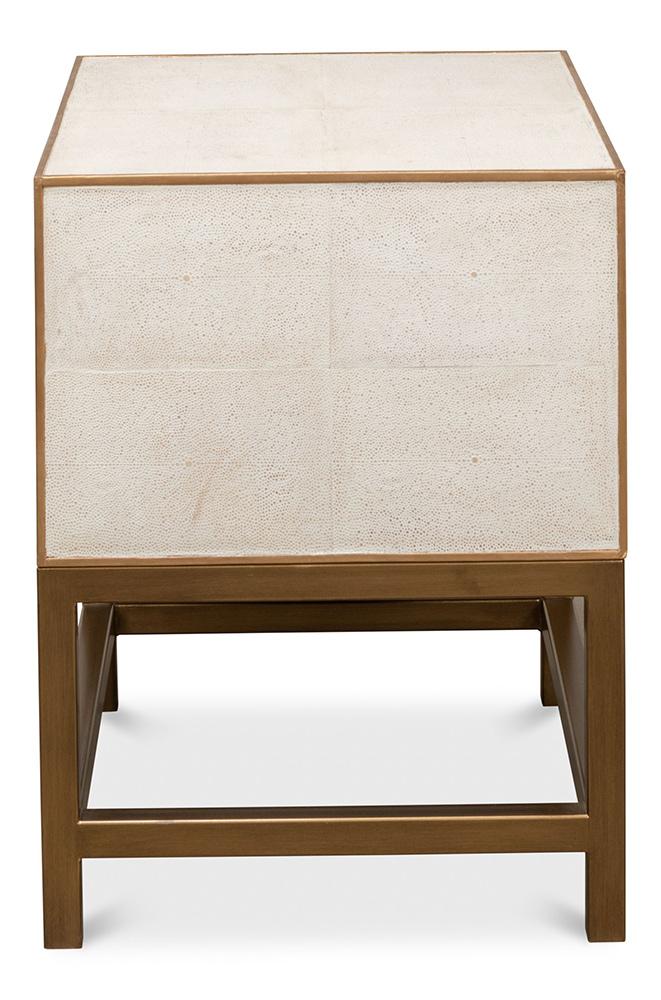 Sarreid Ltd - Gideon Shagreen Side Table, Osprey White - 53551-4 veiw 8