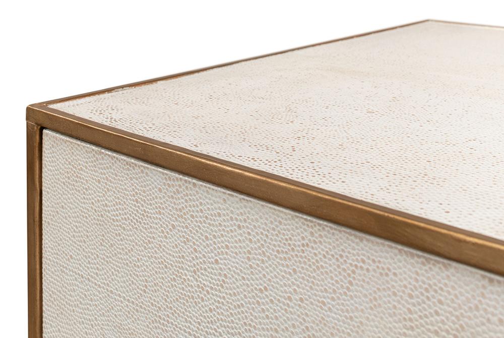 Sarreid Ltd - Gideon Shagreen Side Table, Osprey White - 53551-4 veiw 9
