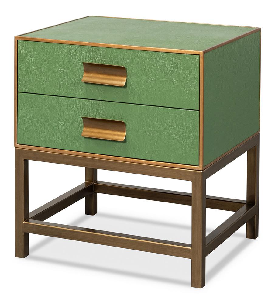 Sarreid Ltd - Gideon Shagreen Side Table, Watercress - 54003-3 veiw 1