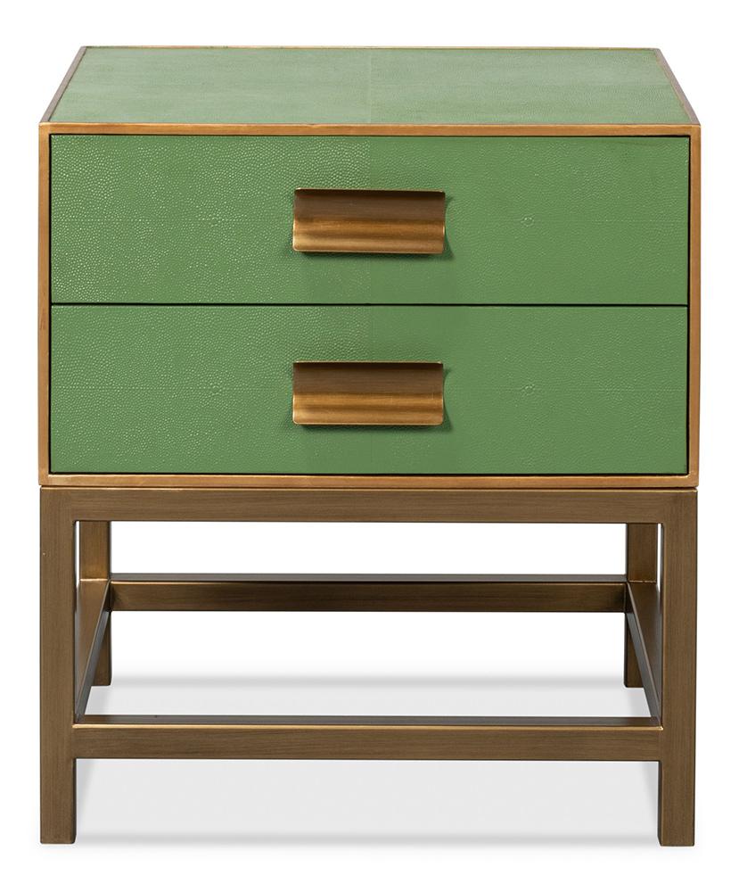Sarreid Ltd - Gideon Shagreen Side Table, Watercress - 54003-3 veiw 2