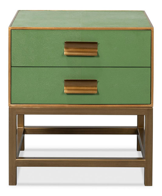 Sarreid Ltd - Gideon Shagreen Side Table, Watercress - 54003-3 veiw 2