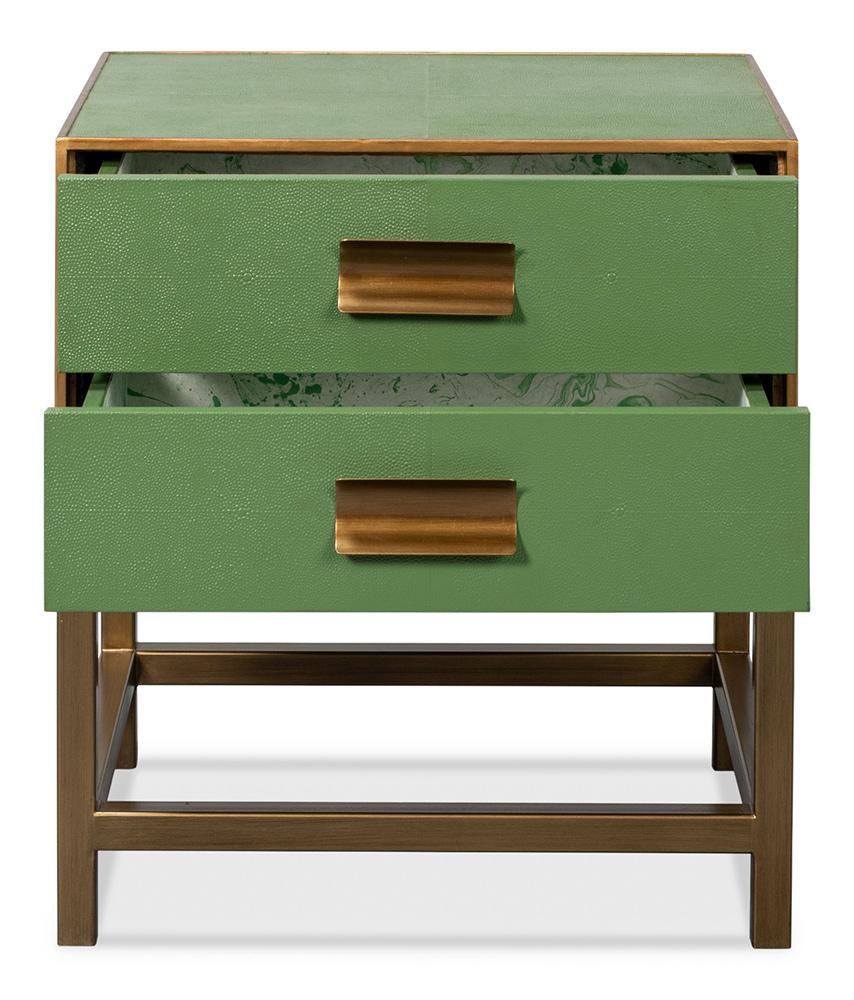Sarreid Ltd - Gideon Shagreen Side Table, Watercress - 54003-3 veiw 3