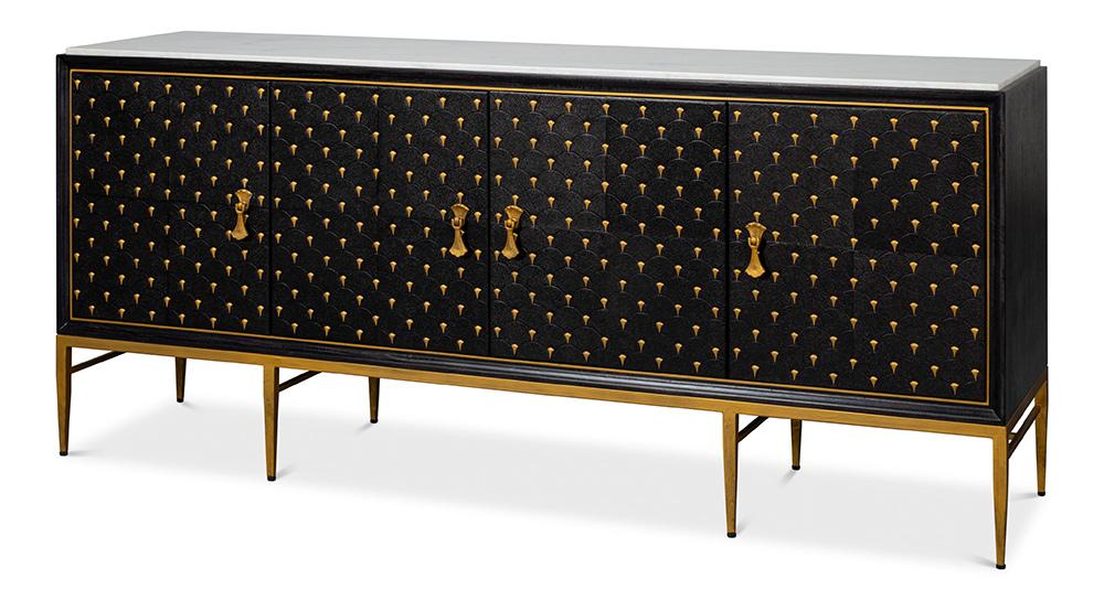 Sarreid Ltd - Palisade Shagreen Credenza, Black - 54169 veiw 1