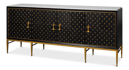 Sarreid Ltd - Palisade Shagreen Credenza, Black - 54169 veiw 1