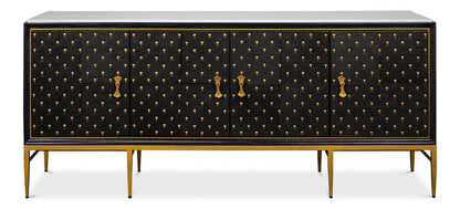 Sarreid Ltd - Palisade Shagreen Credenza, Black - 54169 veiw 2