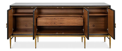 Sarreid Ltd - Palisade Shagreen Credenza, Black - 54169 veiw 3