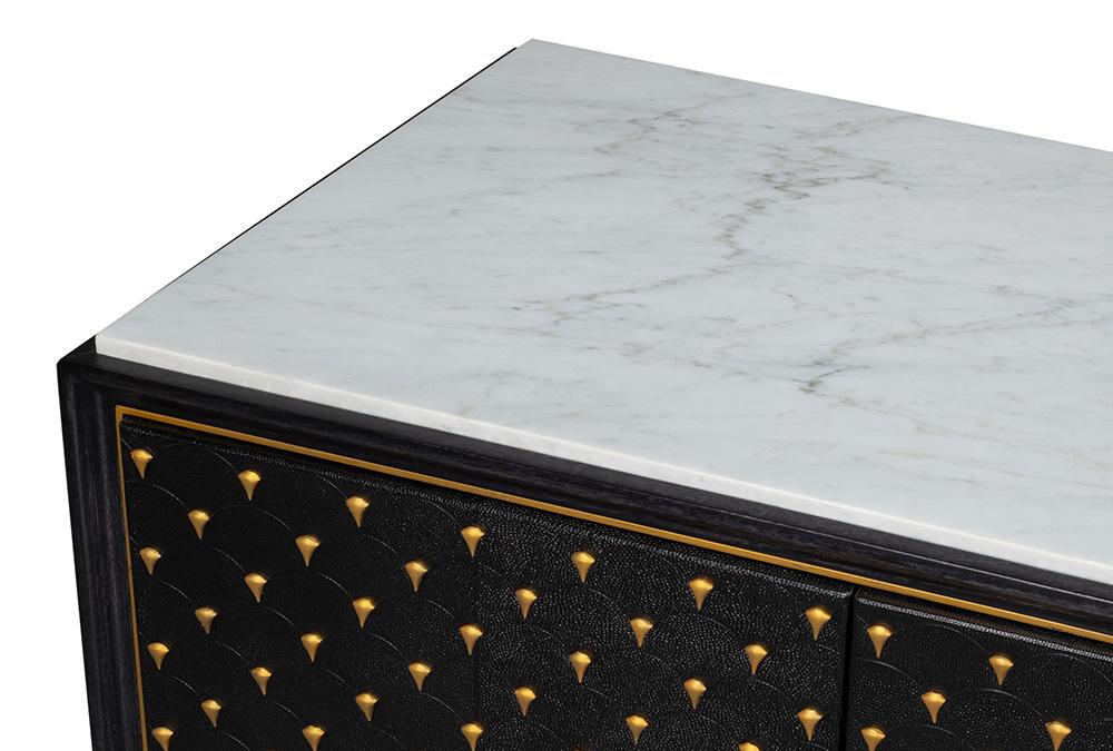 Sarreid Ltd - Palisade Shagreen Credenza, Black - 54169 veiw 5