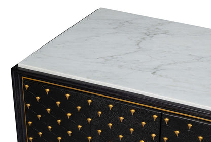 Sarreid Ltd - Palisade Shagreen Credenza, Black - 54169 veiw 5