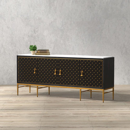 Sarreid Ltd - Palisade Shagreen Credenza, Black - 54169 veiw 7