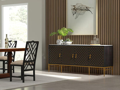 Sarreid Ltd - Palisade Shagreen Credenza, Black - 54169 veiw 8