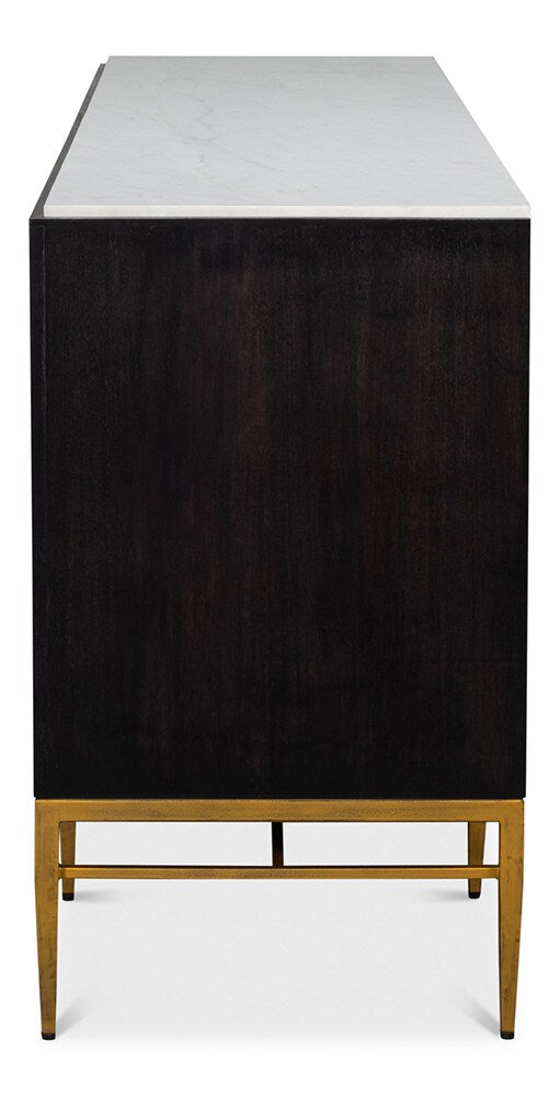 Sarreid Ltd - Palisade Shagreen Credenza, Black - 54169 veiw 10